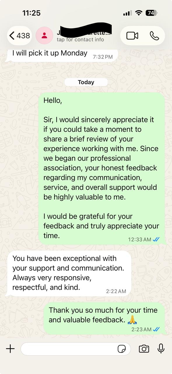 Customer conversation about order support