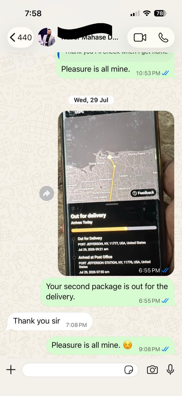Customer customs and package tracking update