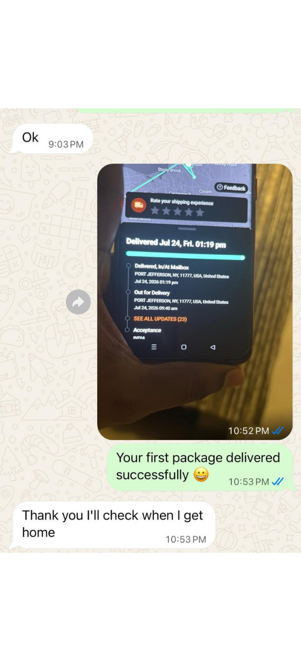 Customer service feedback screenshot