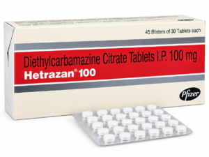 Hetrazan 100mg Tablet – Diethylcarbamazine 100mg